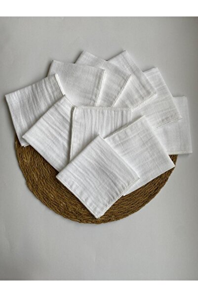 GLORY BABY 10'lu Müslin Bebek Ağız Mendili %100 Pamuk Beyaz Renk 25X25 Cm