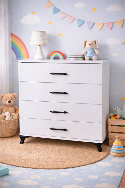 Ninna Kids Ninna Mobilya 🌟 4 Çekmeceli Modern Şifonyer – 70x80x40 cm, Geniş ...