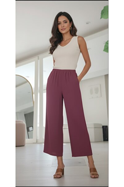 Dagü Design Women's Plum Color Relax Linen Pants