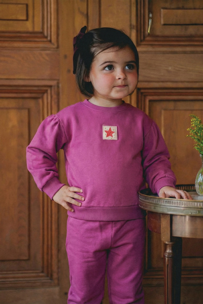 Cigit Set de hanorace cu etichetă detaliată, vârsta 1-7 ani, fucsia