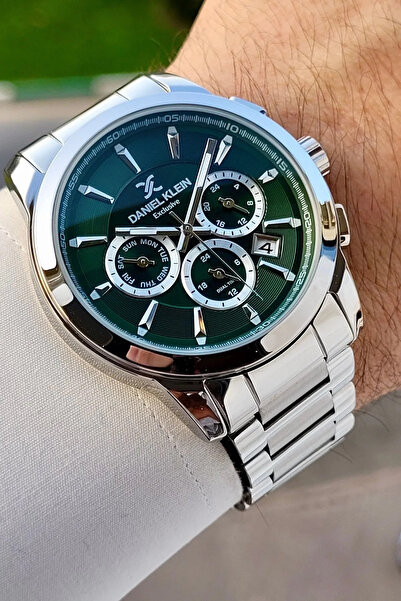 Daniel Klein Dial Green Cord Silver Color Inside Indicators Active Men's Wris...