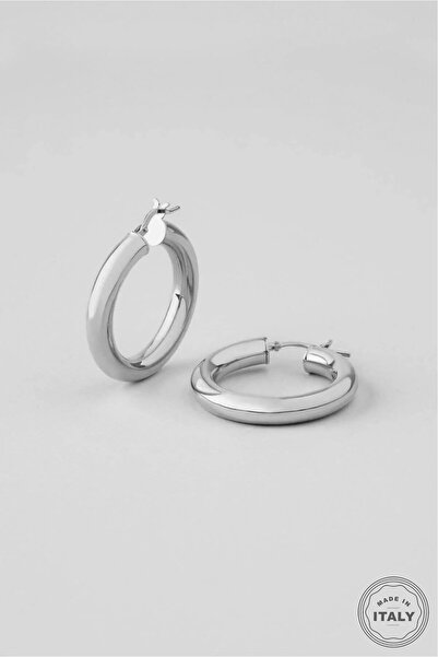 So CHIC... İtalyan Tasarım 18 Ayar Beyaz Altın Kaplama Halka Küpe