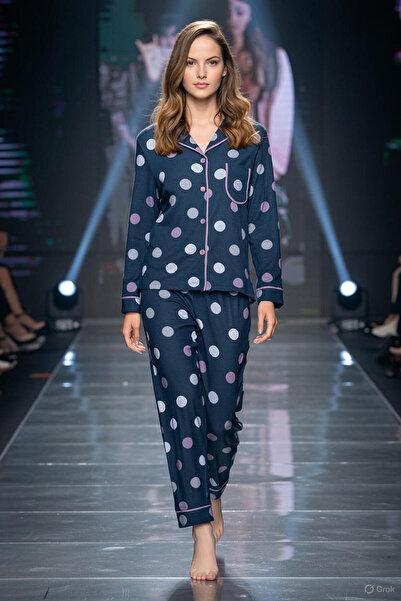 Aydoğan Atlas Front Buttoned Long Sleeve Women's Pajama Set