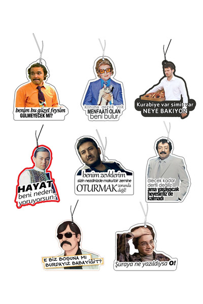 odaburada Sevilen Konuşan 8'li Dekoratif Oto Araç Kokusu Ve Aksesuar Seti