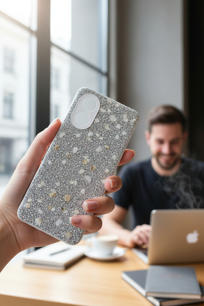 batuteknoloji Oppo A38 BatuTeknoloji Kırçıllı Milena Taşlı Silikon Kılıf