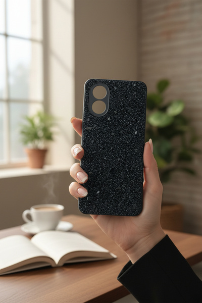 batuteknoloji Oppo A38 BatuTeknoloji Kırçıllı Milena Taşlı Silikon Kılıf