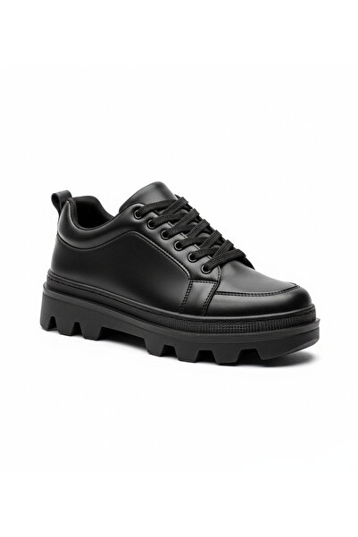 BESKAR Tam Siyah Unisex Nefes Alan Sneaker - Okul ve İş İçin Günlük Spor Ayak...