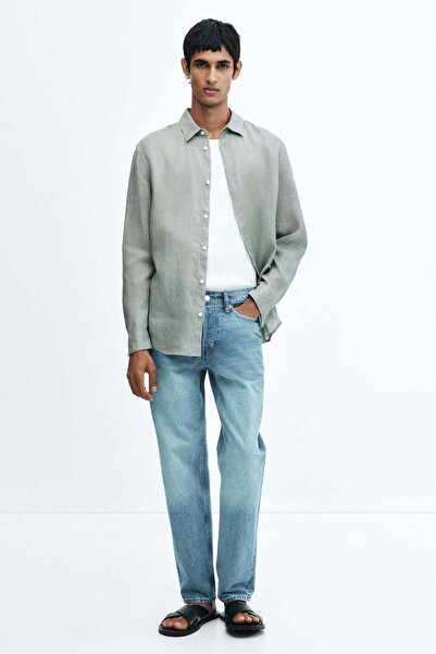 H&M قميص كتان بقصّة عادية