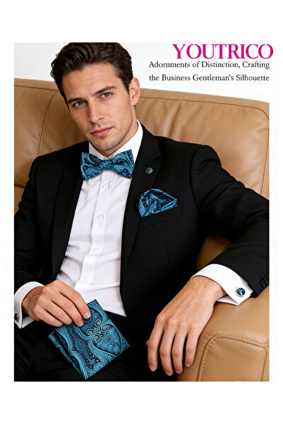 Youtrico 3PCS Bow Tie, Handkerchief Cufflink Set (Handmade)Men/Women Parties,...