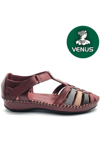Venüs Trrop Hakiki Deri Comfort Ortopedik Kadın Sandalet BORDO