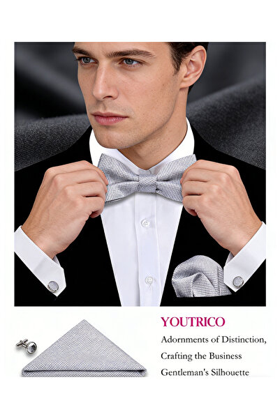 Youtrico 3PCS Bow Tie, Handkerchief Cufflink Set (Handmade)Men/Women Parties,...