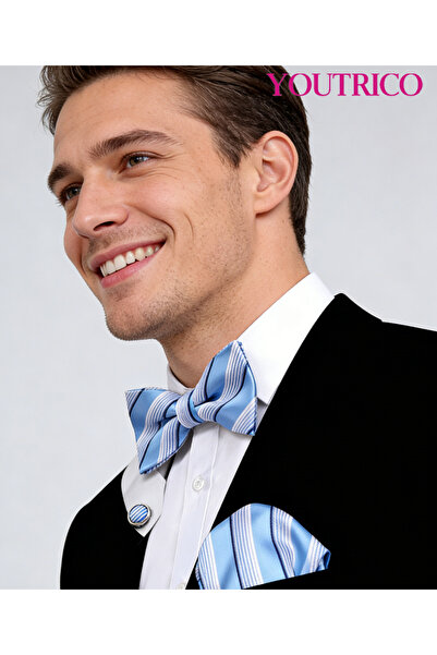 Youtrico 3PCS Bow Tie, Handkerchief Cufflink Set (Handmade)Men/Women Parties,...