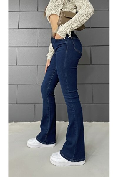 DRC trend لون أزرق داكن إسباني لا يبهت جينز إسباني أزرق داكن