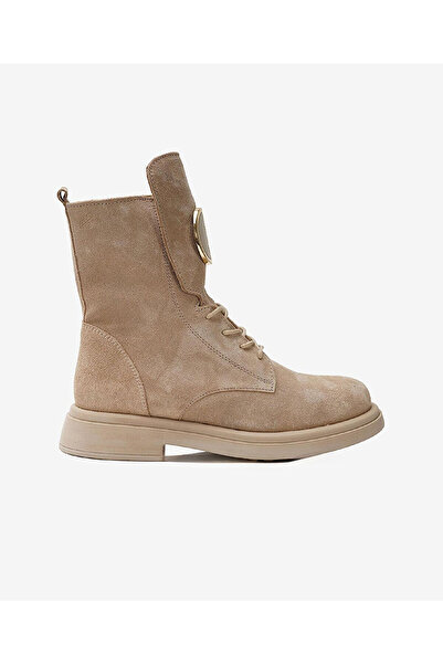 Greyder Kadın Bej Hakiki Deri Military Bot 3K2DB32820S