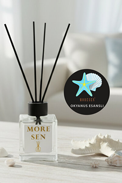 Bambu Çubuklu Oda Kokusu 100 ml – Okyanus Esanslı Etkili Ortam Kokusu, Kare Cam Ambalaj