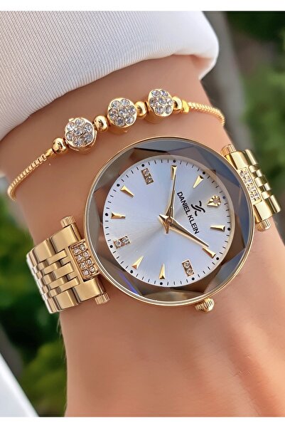 Daniel Klein ساعة يد نسائية باللون الذهبي مع ضمان لمدة عامين