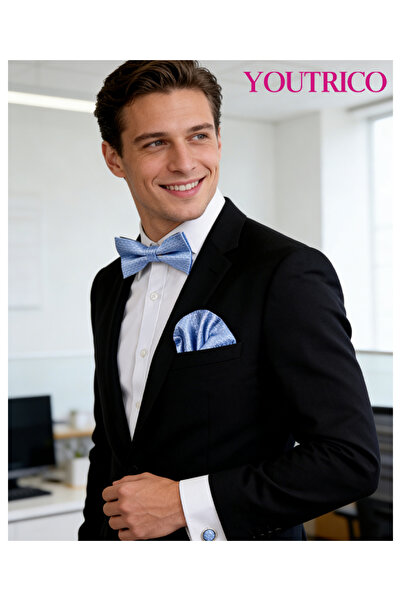 Youtrico طقم من 3 قطع من ربطات العنق والمنديل وأزرار الأكمام (صناعة يدوية) من...