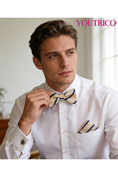 Youtrico 3PCS Bow Tie, Handkerchief Cufflink Set (Handmade)Men/Women Parties,...