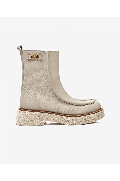 Greyder Kadın Ekru Hakiki Deri Casual Bot 3K2UB32740