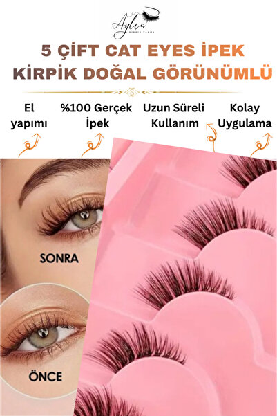 Other 5 Çift Doğal görünümlü Şeffaf Bantlı Yarım Takma Kirpik, Taklit Vizon, ...