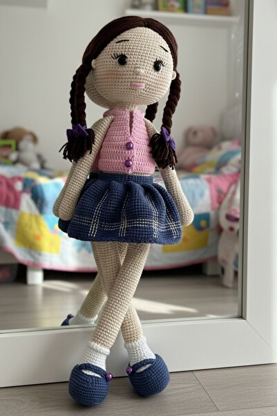 Ellayda Kız Çocukları İçin Oyuncak Bebek - Büyük Amigurumi Pelüş Bebek