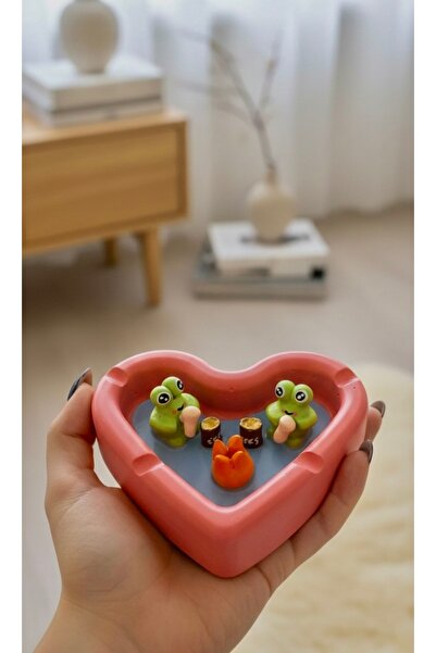 Handmade Dekoratif Hediyelik Etçil Kurbağalar Küllük & Tütsülük