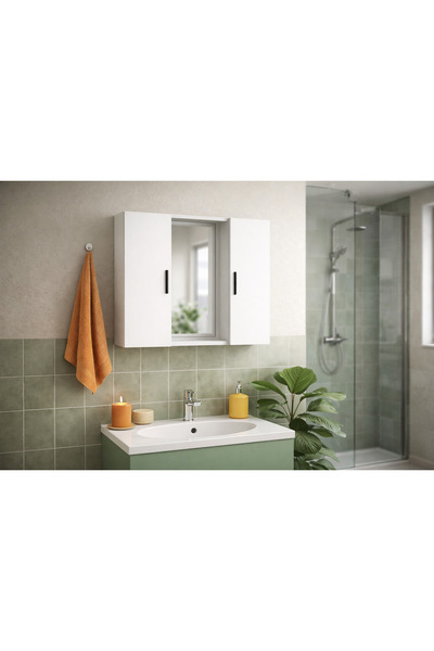 Alesta Life 2 Kapaklı Beyaz Aynalı Banyo Dolabı