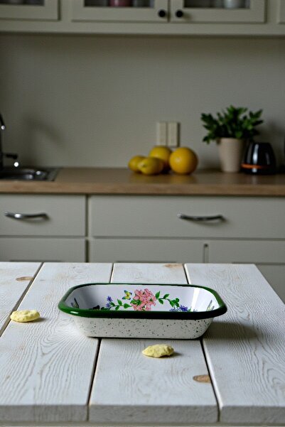 İnci Emaye No. 13 Enameled Square Plate Appetizer Breakfast Camping Picnic