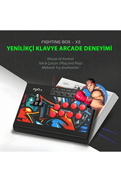 pxn X8 Arcade Stick Oyun Kumandası | Mekanik Tuşlu VEWLIX Layout | PS3 / PS4 ...