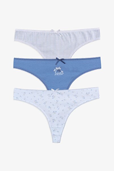 koza iç giyim Γυναικείο στρινγκ 3 τεμαχίων με βαμβακερό σχέδιο