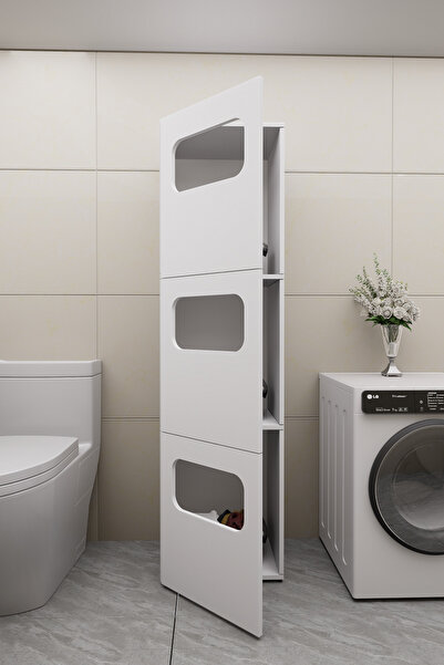 Mirobi Lavina Banyo Kirli Sepetli Çamaşır Dolabı Beyaz