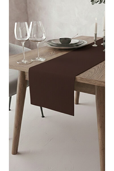 GLOMAR Bitter Brown Runner Tablecloth Water Repellent Stain Resistant Fabric ...