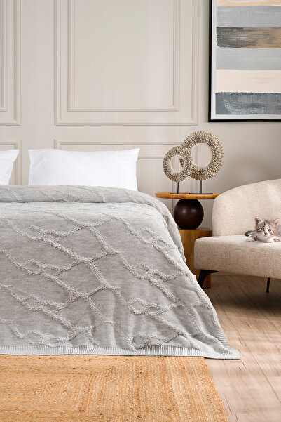 Koza Home Gray Double Espuma de Mar Blanket - 200x220 37130