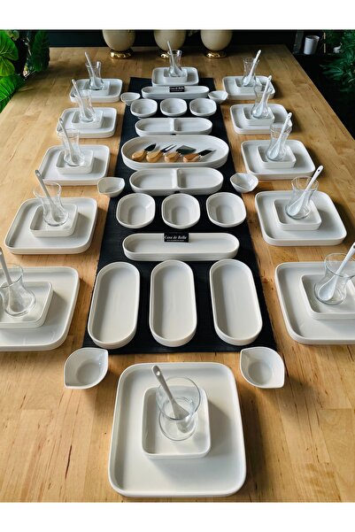 CASA DE BELLA Beyaz Porselen 42 Parça 6 Kişilik Kahvaltı Takımı