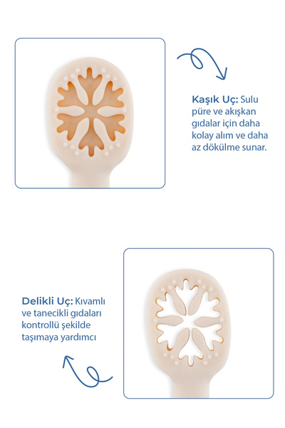 Babyjem Easy Grip Silicone Double First Puree Spoon Ecru