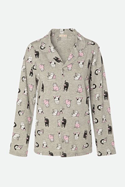 koza iç giyim Γυναικείο σετ πιτζάμες με μακρυμάνικο πουκάμισο με λαιμόκοψη σε...