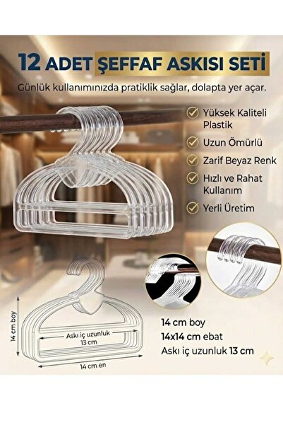 Home Şal Eşarp Askısı Kaliteli Kuğu Askı 12 Adet BeyaZ Şeffaf Kuğu Dolap Düze...