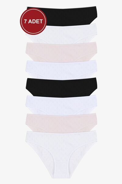 koza iç giyim Women's 7-Piece Patterned Jacquard Cotton Panties