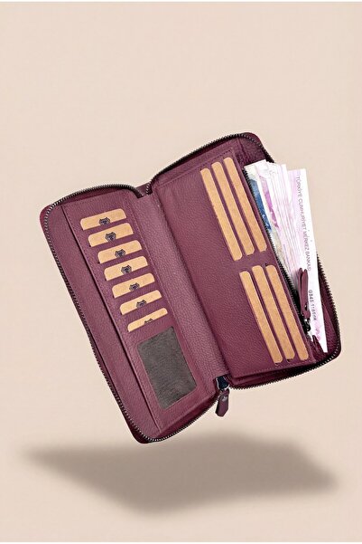 Fil Deri جلد طبيعي - مزود بمغناطيس وحزام لليد - سحاب - مقبض - حقيبة يد 2100