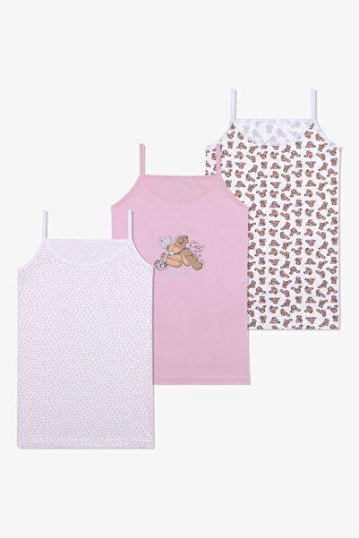 koza iç giyim قميص داخلي قطني بنقشة البطريق مكون من 3 قطع للفتيات