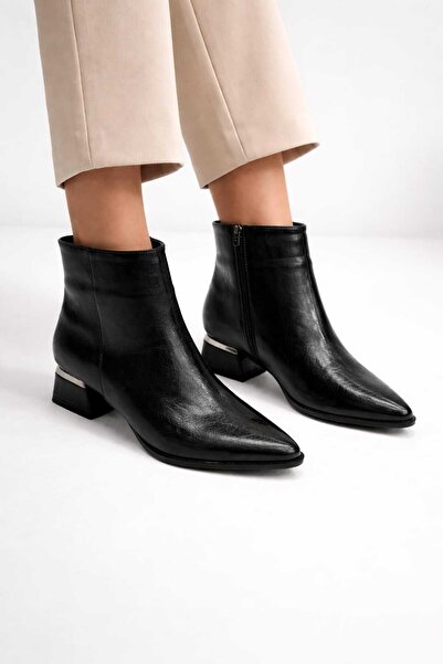 NiceDiffer Women's Zippered Thick Heeled Boots