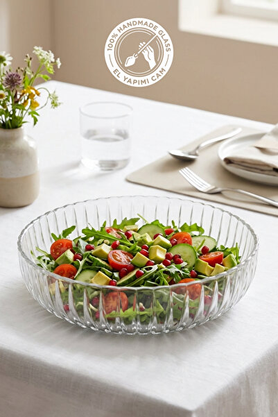 Glamis وعاء سلطة وفواكه زجاجي مصنوع يدويًا من سيلين كونسبت طراز لينيا داملا، ...
