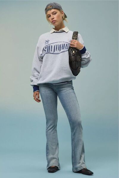 september island جينز عتيق اللون أزرق فاتح منخفض الخصر متوهج