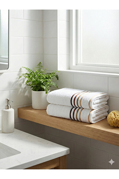 Coton Delux طقم مناشف لليدين/الرأس مكون من قطعتين مصنوع من القطن بنسبة 100% م...