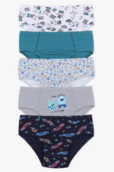 koza iç giyim Set of 5 Cotton Slips for Boys
