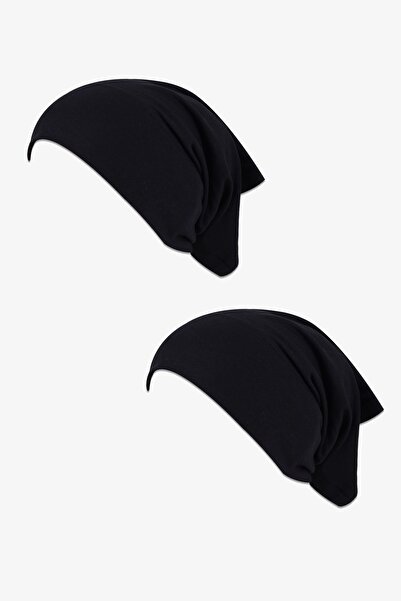 koza iç giyim Women's 2-Piece Lycra Seamless Black Hijab Bonnet