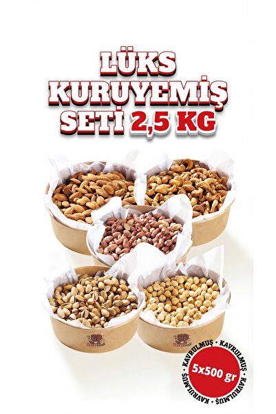 Çerez Shop Lüks Kuruyemiş Seti 2,5 KG (5x500G) Antep Fıstığı, Kaju, Badem, Fı...