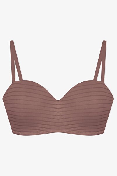 koza iç giyim Women's Unpadded Transparent Striped Gathering Strapless Bra