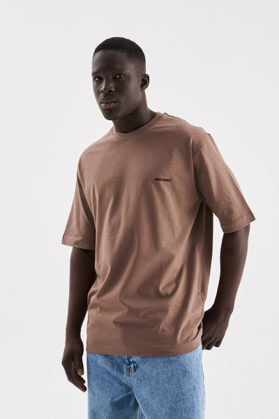 Machinist Ανδρικό μπλουζάκι από λεπτό βαμβάκι, βασικό, χαλαρό, κακάο