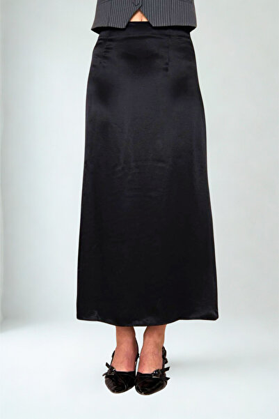 LA PANTE Kadın Etek Uzun Etek Siyah Etek Saten Etek Tesettür Etek Kalem Etek ...